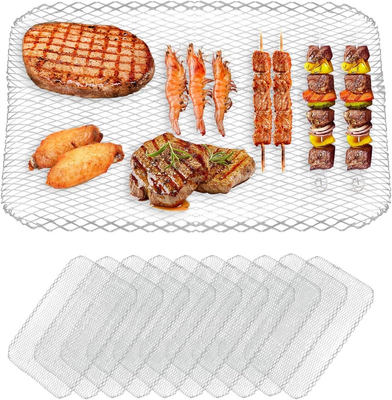 Zalaxt 10 Pack BBQ Grill Mesh Mat,Mesh Baking Tray,Grill Mesh,Disposable Barbecue Padding for Outdoor Barbecues - Image 1